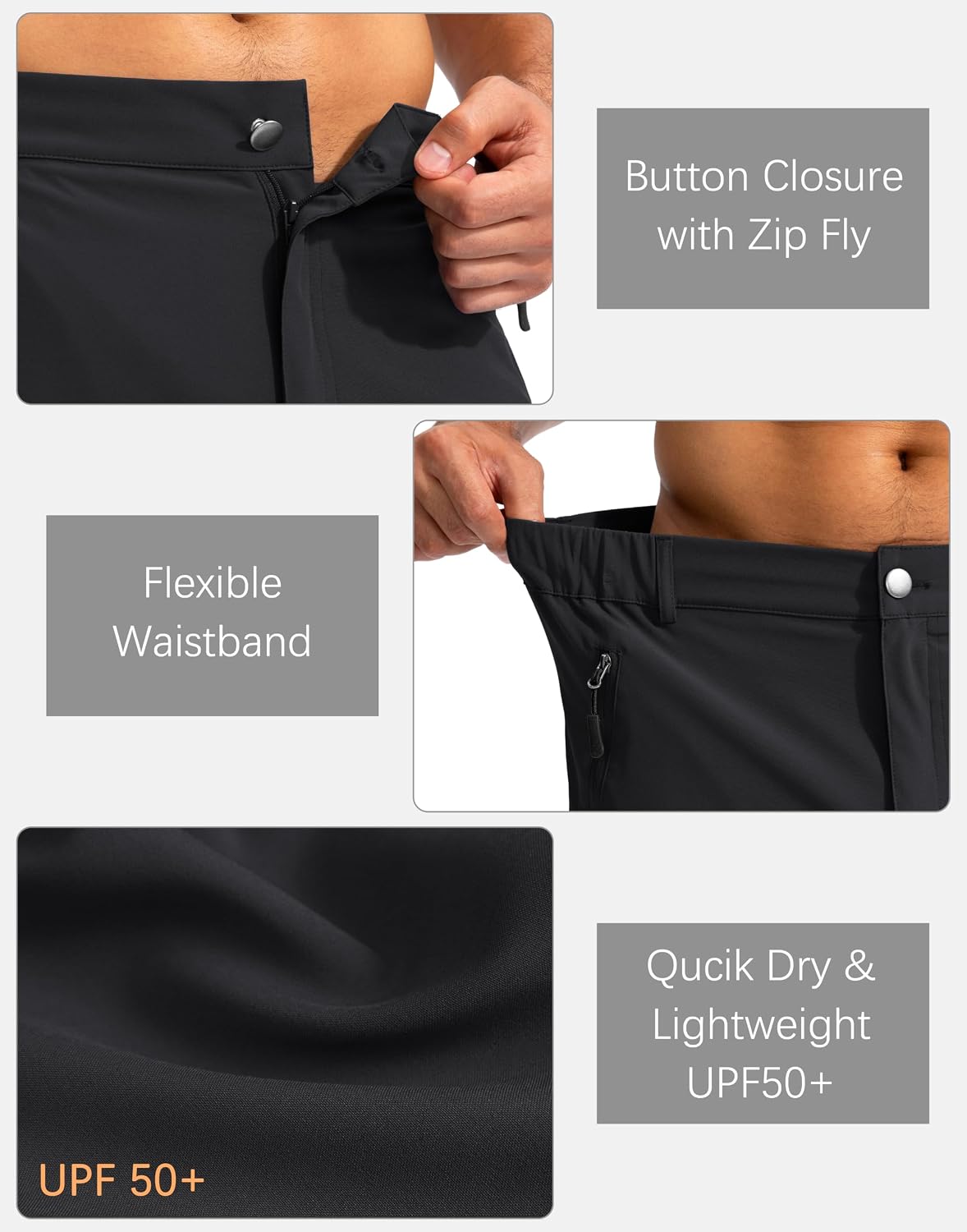 Pudolla Men's Hiking Cargo Shorts 9"/7"/11" Lightweight Outdoor Shorts for Men Trip Golf Camping Casual with 5 Zipper Pockets