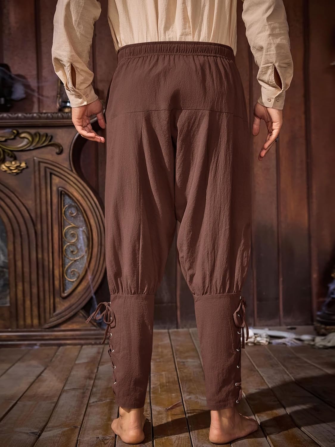 Runcati Mens Medieval Pants Renaissance Viking Pirate Costume Pants