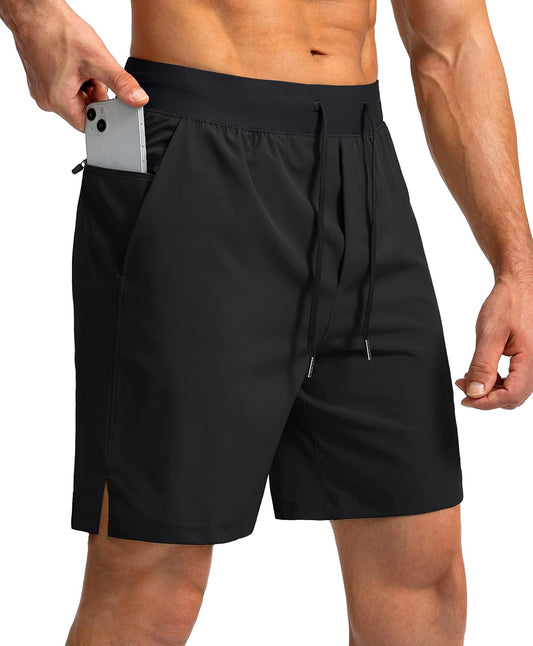 Soothfeel Men's Athletic Running Shorts Zipper Pockets 9"/7"/5 Workout Gym