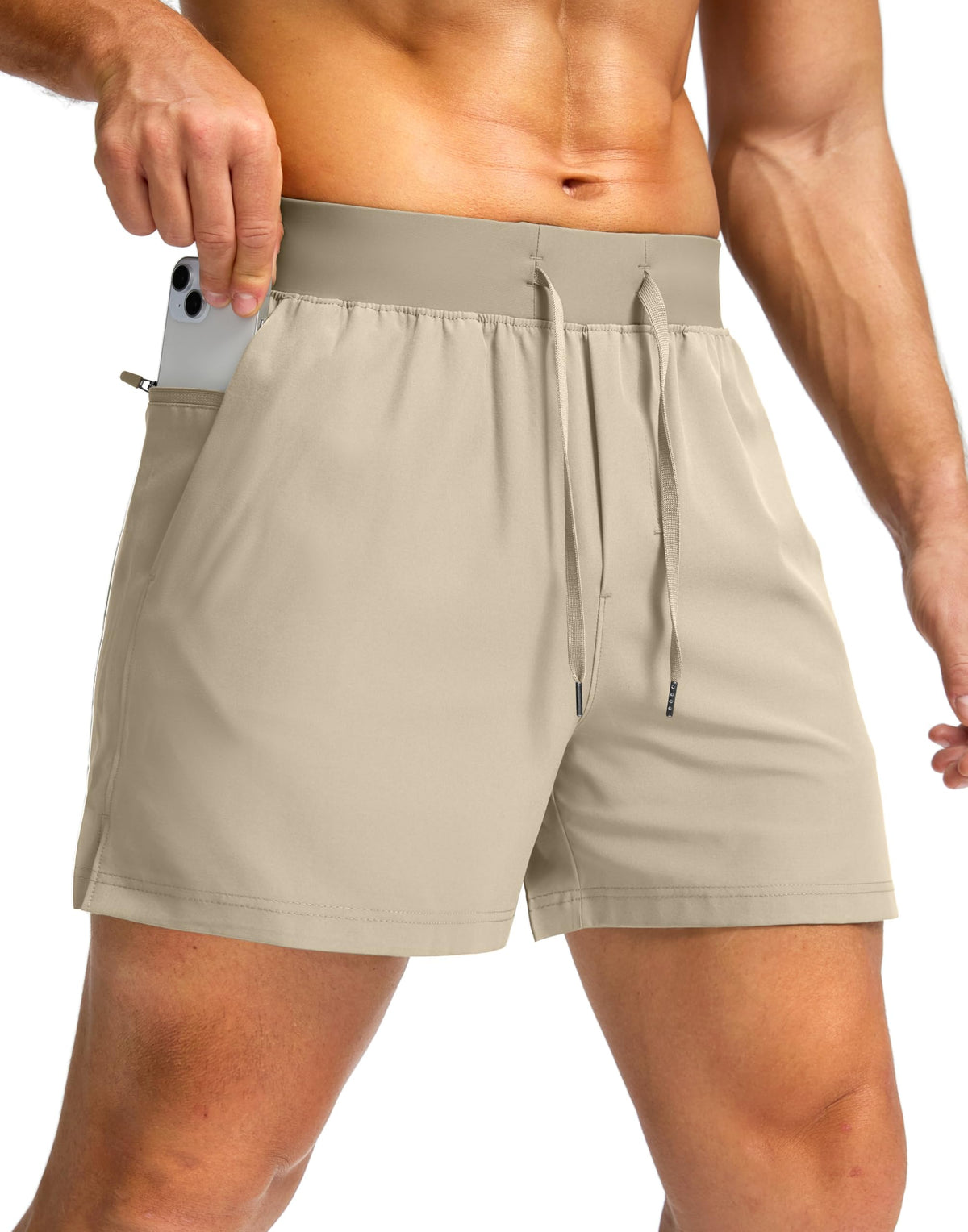 Soothfeel Men's Athletic Running Shorts Zipper Pockets 9"/7"/5 Workout Gym