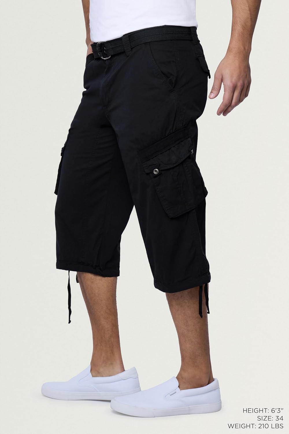 X RAY Men's Belted Long Cargo Shorts for Men, Below Knee Length Mens Cargo Shorts, 3/4 Pants (Big and Tall Shorts for Men)