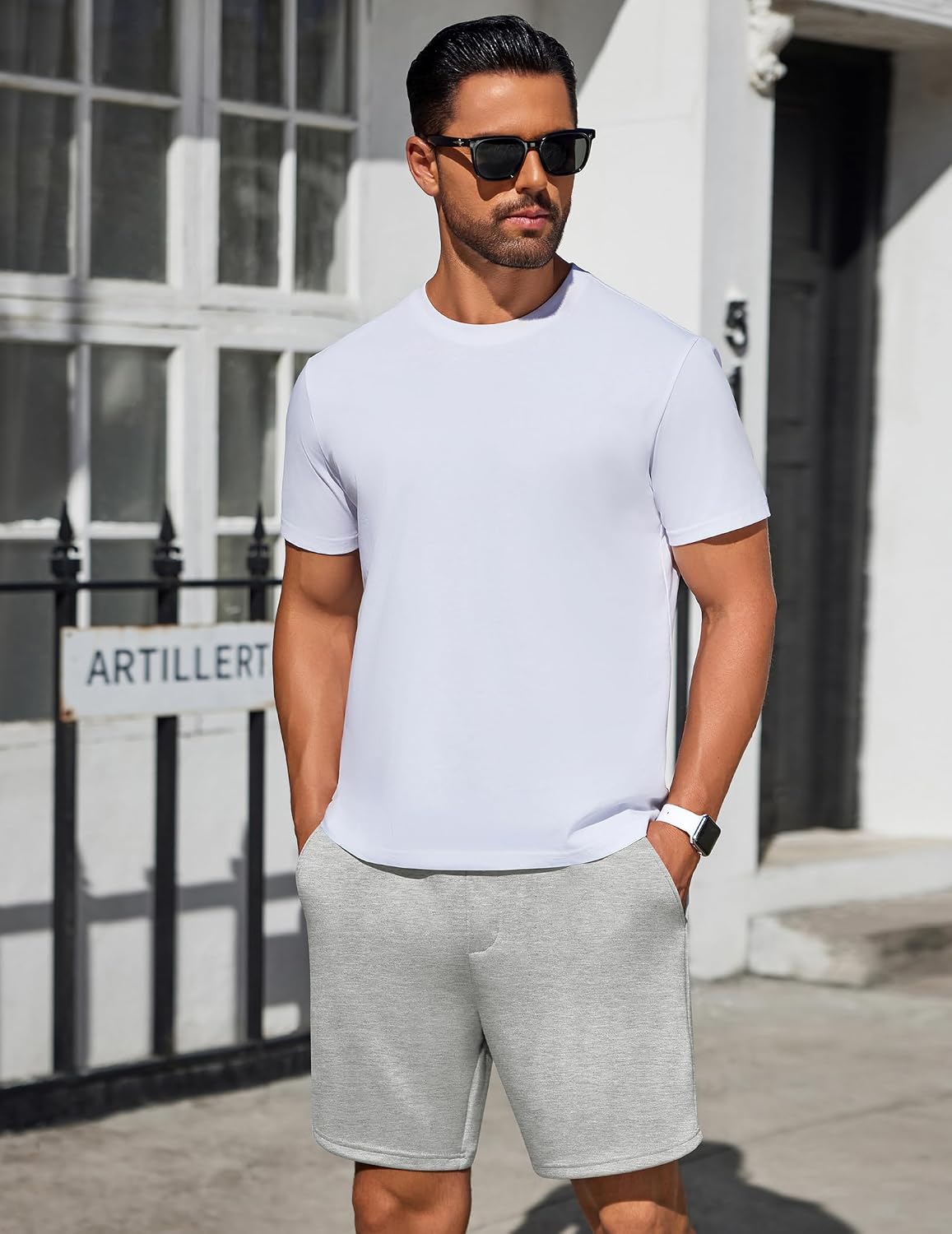 PINSPARK Mens Lounge Sweat Shorts,7" Casual Gym Athletic Workout Short