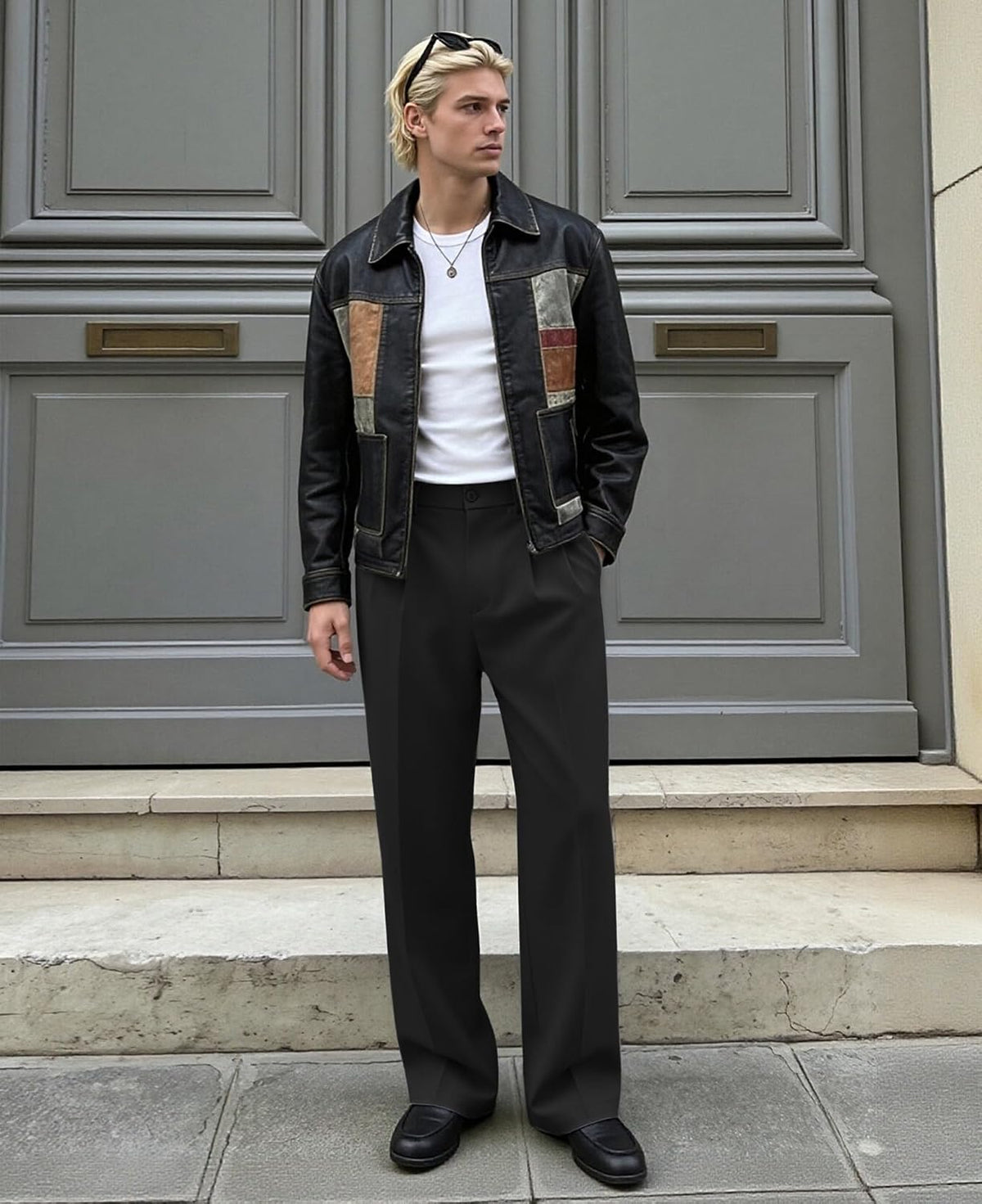 Susclude Mens Casual Dress Pants Old Money Pleated Baggy Wide Leg Slacks Vintage Stylish Relaxed Fit Work Trousers