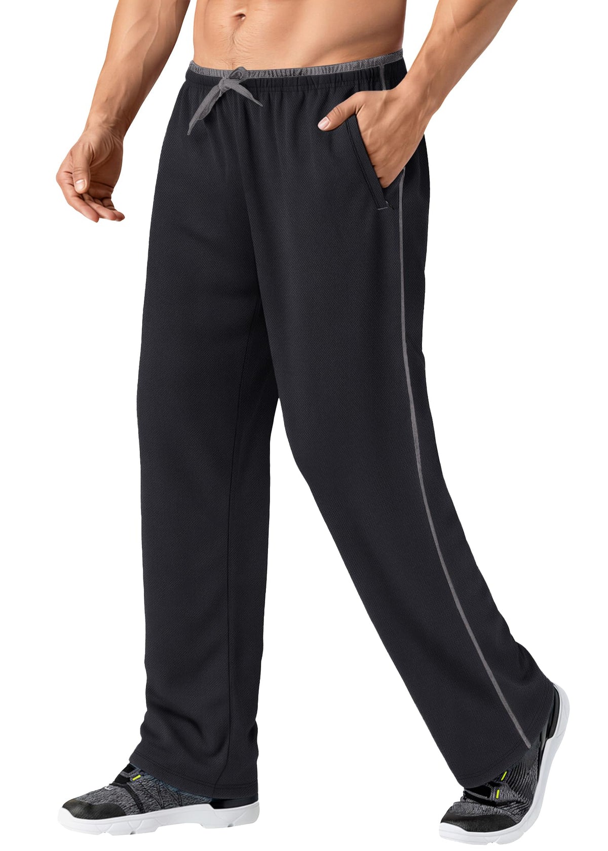 MAGNIVIT Men's Lightweight Sweatpants Loose Open Bottom Mesh Athletic Pant