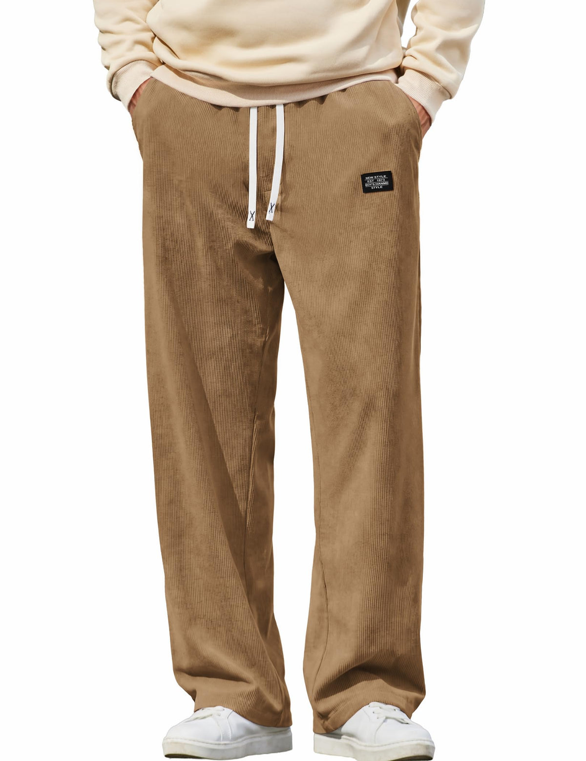 COOFANDY Mens Casual Corduroy Pants Baggy Sweatpants Loose Fit Wide Leg