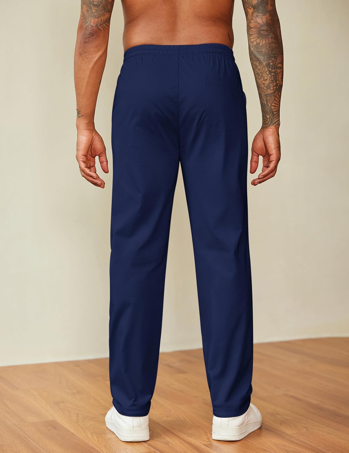 COOFANDY Men's Casual Pants Drawstring Elastic Waist Chino Pants Straight Leg Slacks Cotton Twill Trousers with Pockets