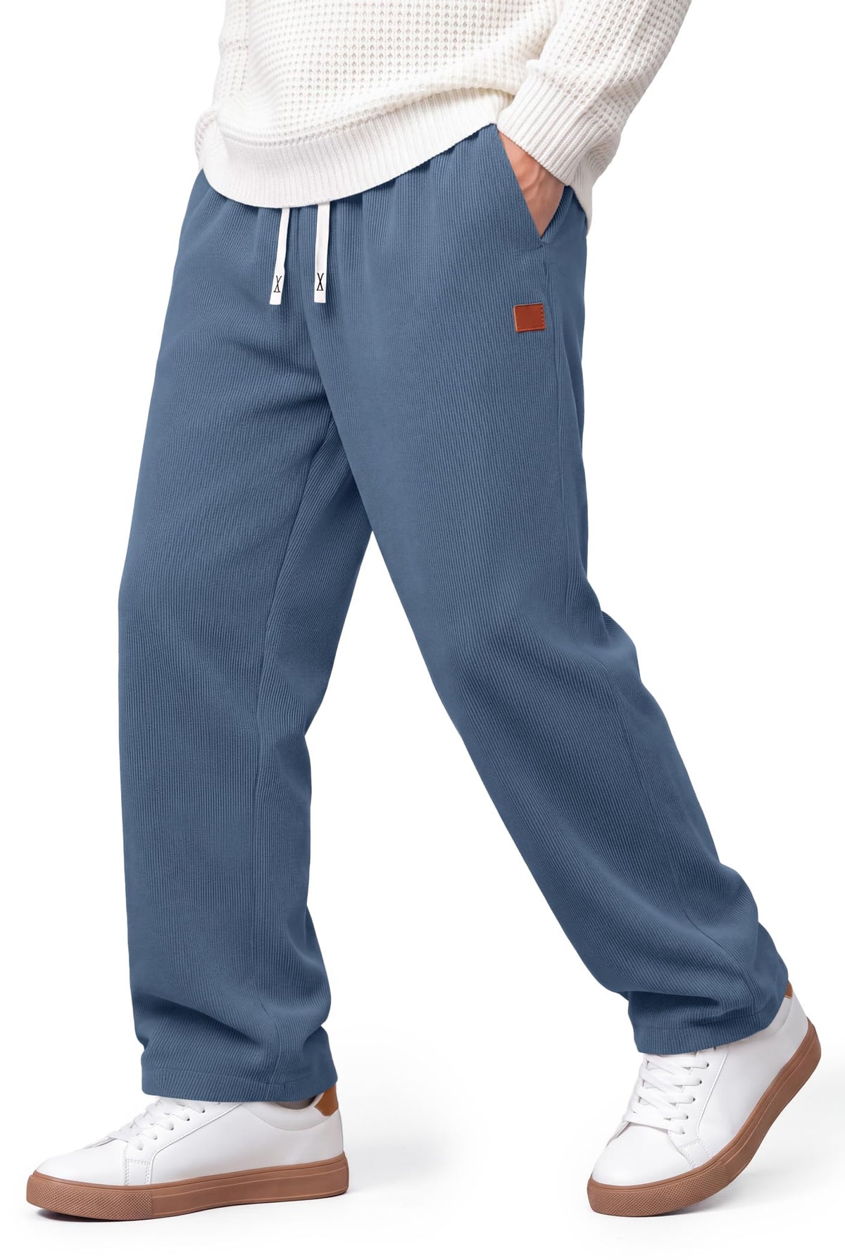 COOFANDY Mens Corduroy Pants Casual Elastic Waist Drawstring Sweatpants