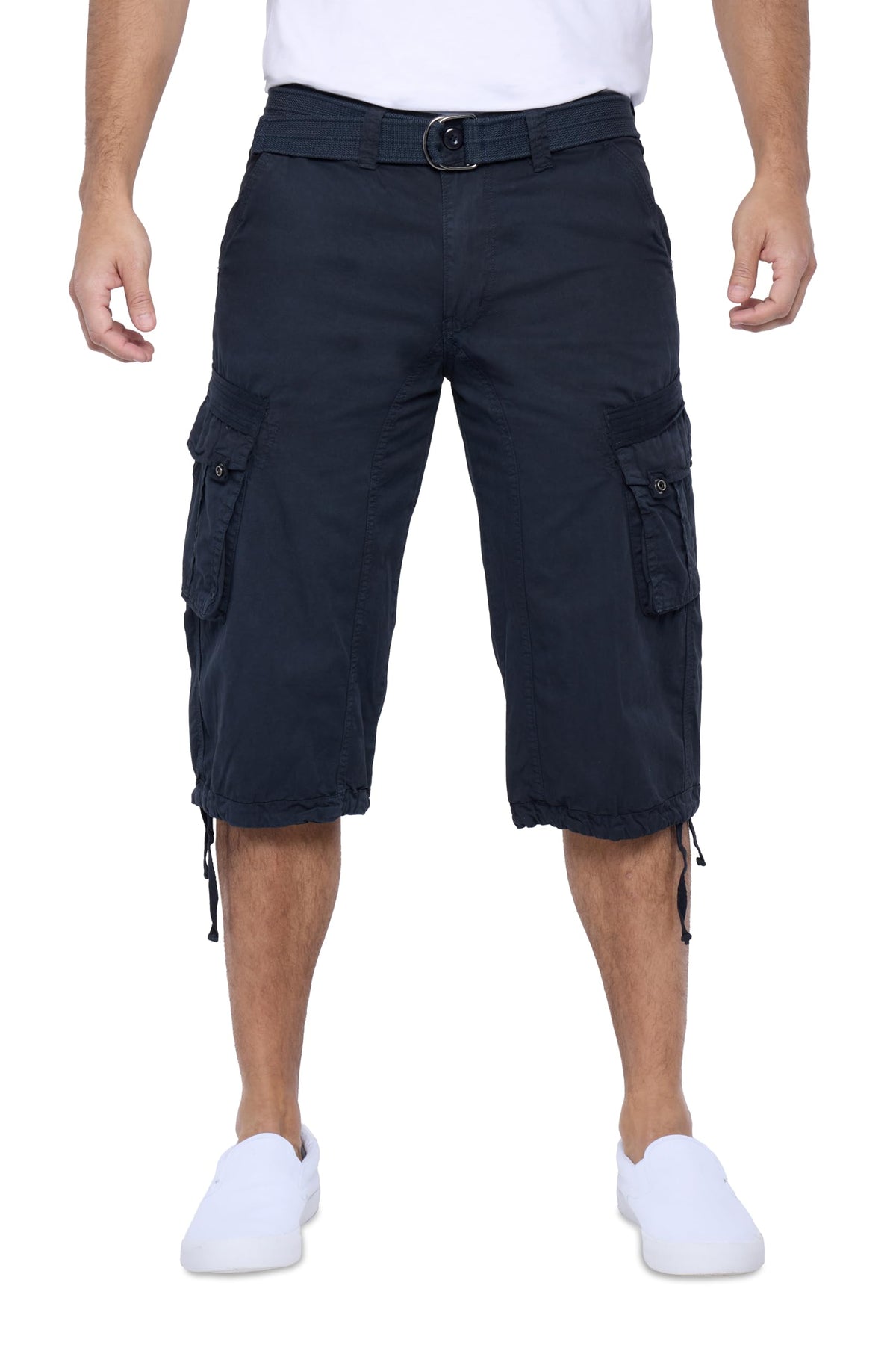 X RAY Men's Belted Long Cargo Shorts for Men, Below Knee Length Mens Cargo Shorts, 3/4 Pants (Big and Tall Shorts for Men)