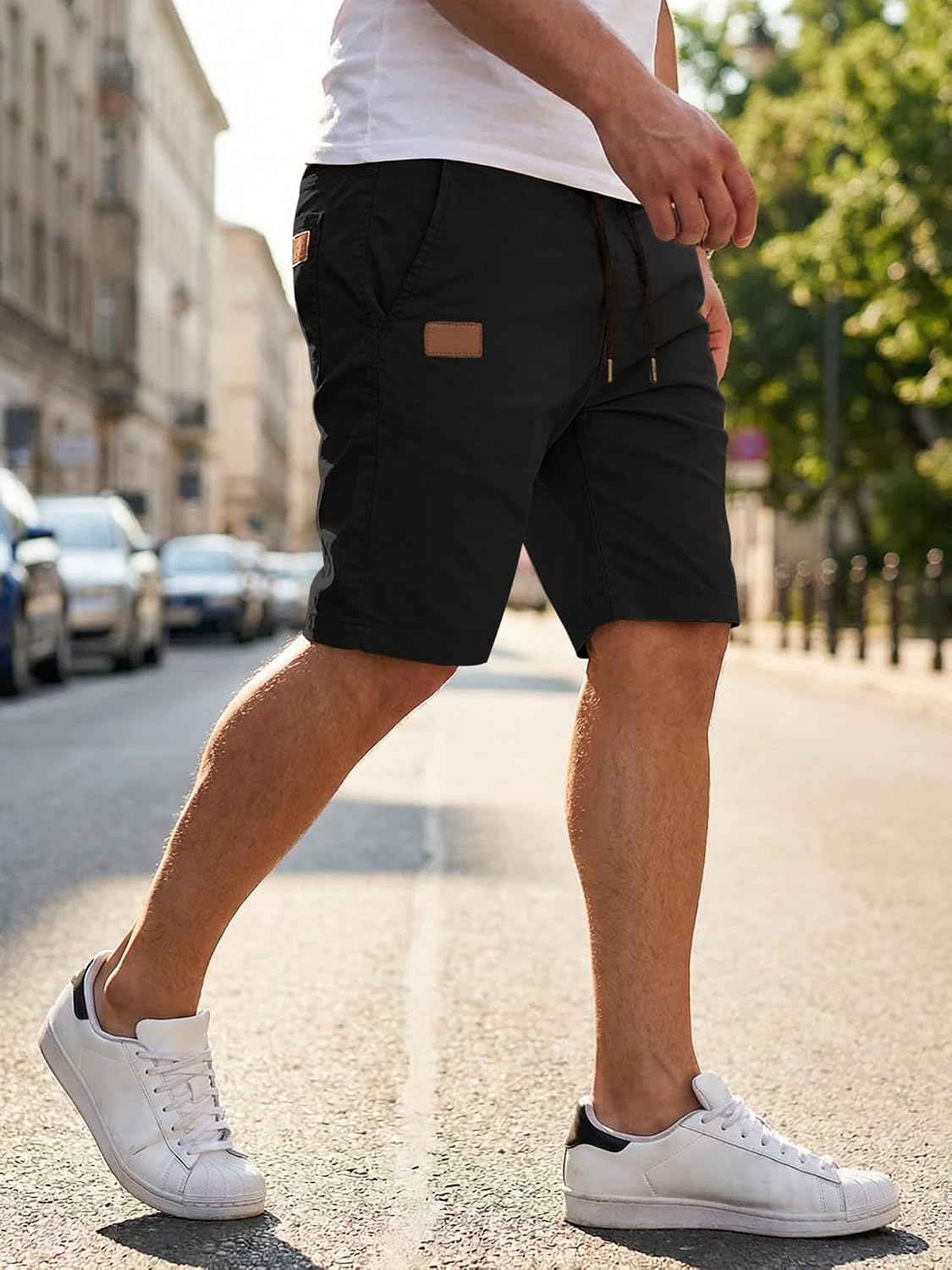 JMIERR Mens Cotton Stretch Shorts Casual Drawstring Twill Chino Shorts