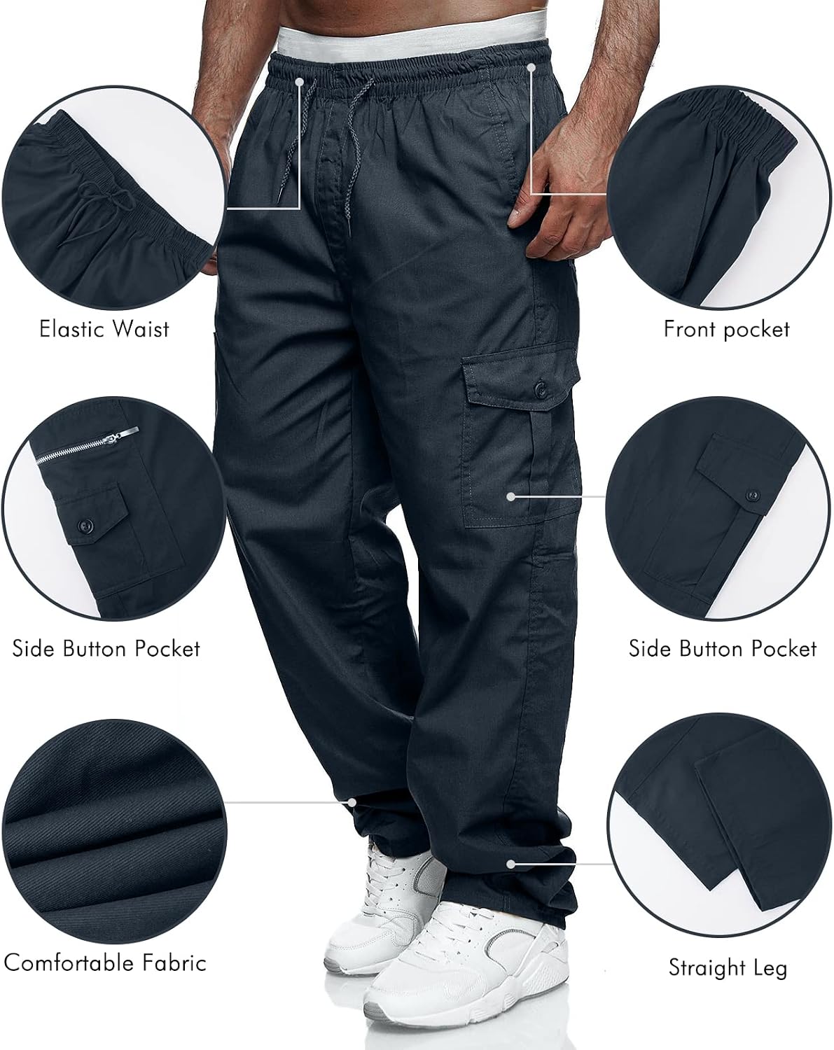 Rela Bota Men's Cargo Pants Jogger Sweatpants Drawstring Outdoor Trousers