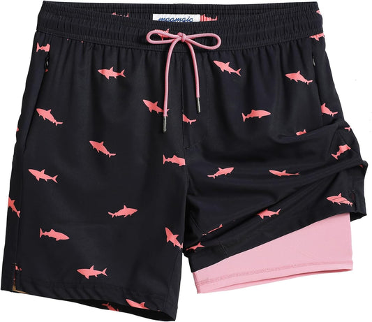 maamgic 2 in 1 Mens Swim Trunks 7 Inch Swim Shorts Swim Suits Board Shorts