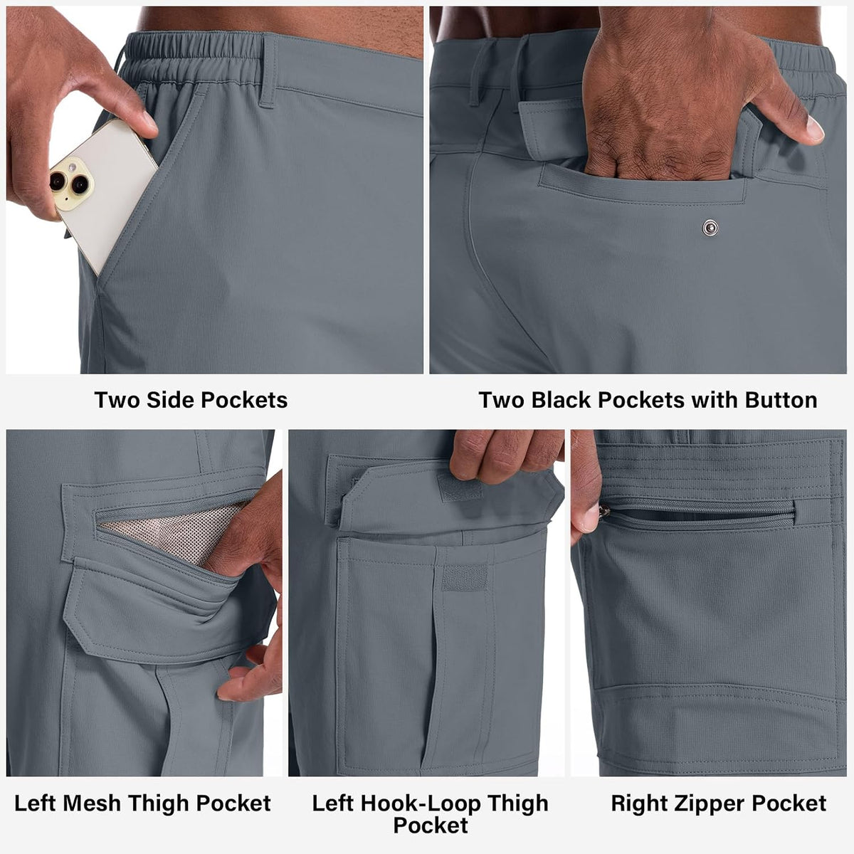 Jessie Kidden Mens Cargo Shorts Expandable Waist Quick Dry Hiking Shorts