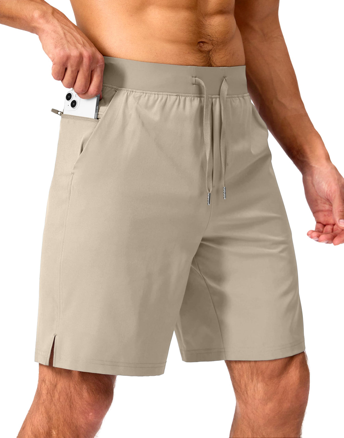 Soothfeel Men's Athletic Running Shorts Zipper Pockets 9"/7"/5 Workout Gym