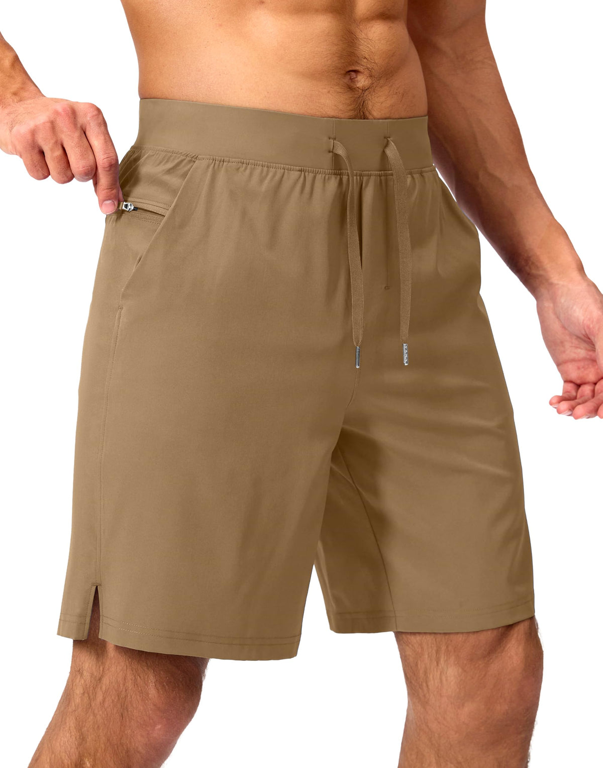 Soothfeel Men's Athletic Running Shorts Zipper Pockets 9"/7"/5 Workout Gym