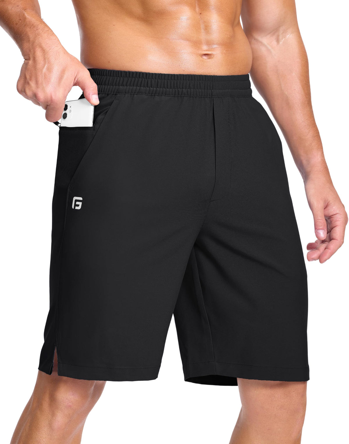 GGJ Men's Lightweight Athletic Shorts with 2 Zipper Pockets 7"/9"/5" Gym Workout Running Quick Dry Tennis Shorts for Men
