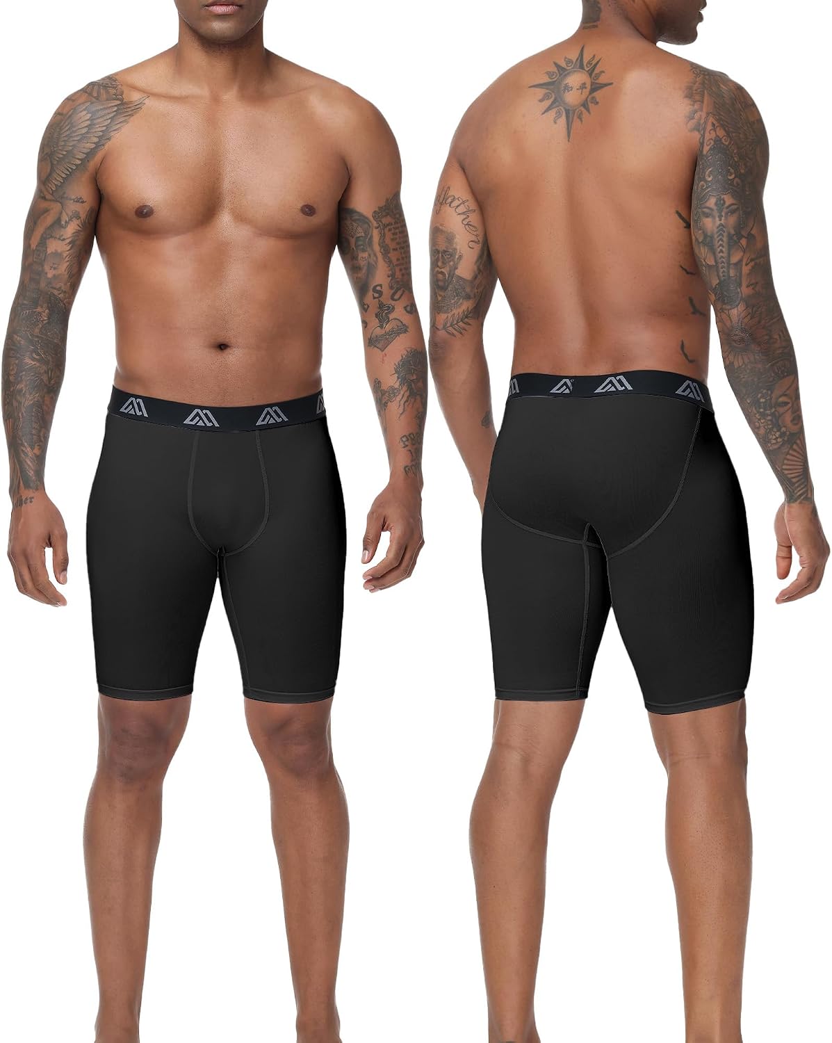Mens Compression Shorts 9" Spandex Sports Shorts Running Athletic Workout Performance Base Layer Underwear