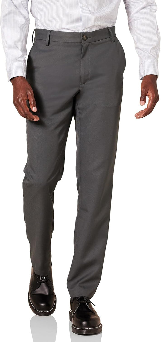 Amazon Essentials Men's Slim-Fit Flat-Front Dress Pants, Straight Leg, Polyester, Stone
