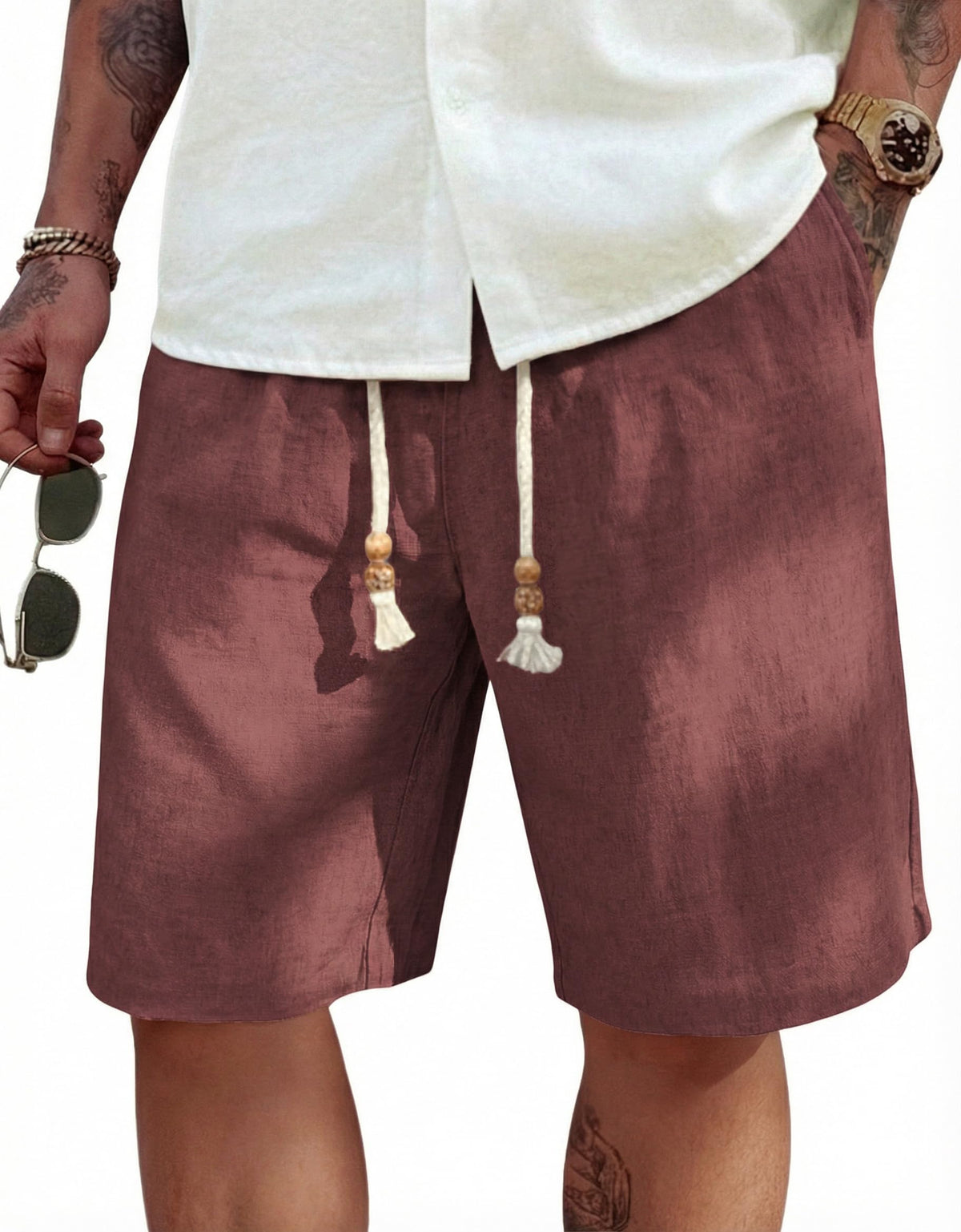 COOFANDY Men's Linen Shorts Casual Summer Beach 9"/ 7" Drawstring Shorts