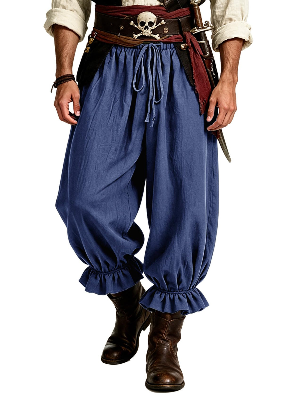Runcati Mens Medieval Pirate Pants Renaissance Viking Baggy Harem Trousers
