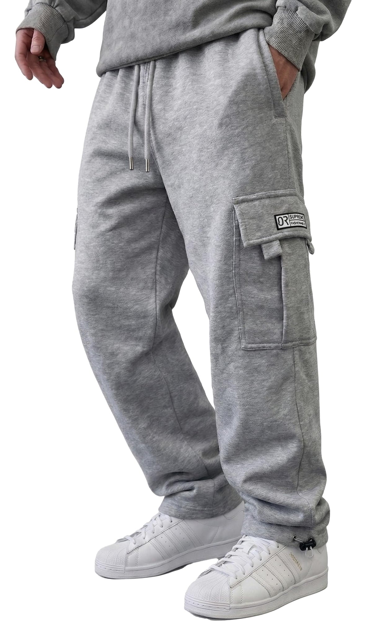 HUNGSON Mens Cargo Sweatpants Drawstring Casual Hiking Pants Joggers Athletic Trousers Cotton Loose Straight Pants for Men