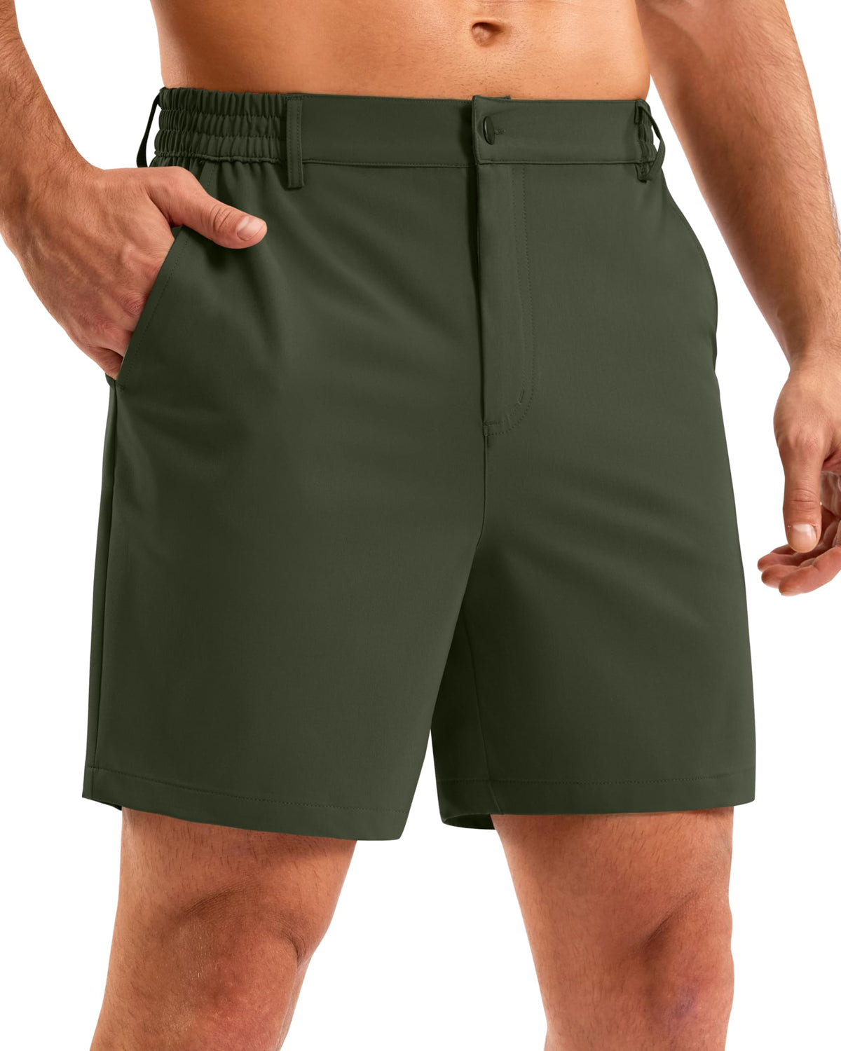 Pudolla Men's Casual Shorts 7"/9"/5" Lightweight Golf Shorts with 3 Pockets Stretch Quick Dry Comfy Work Shorts