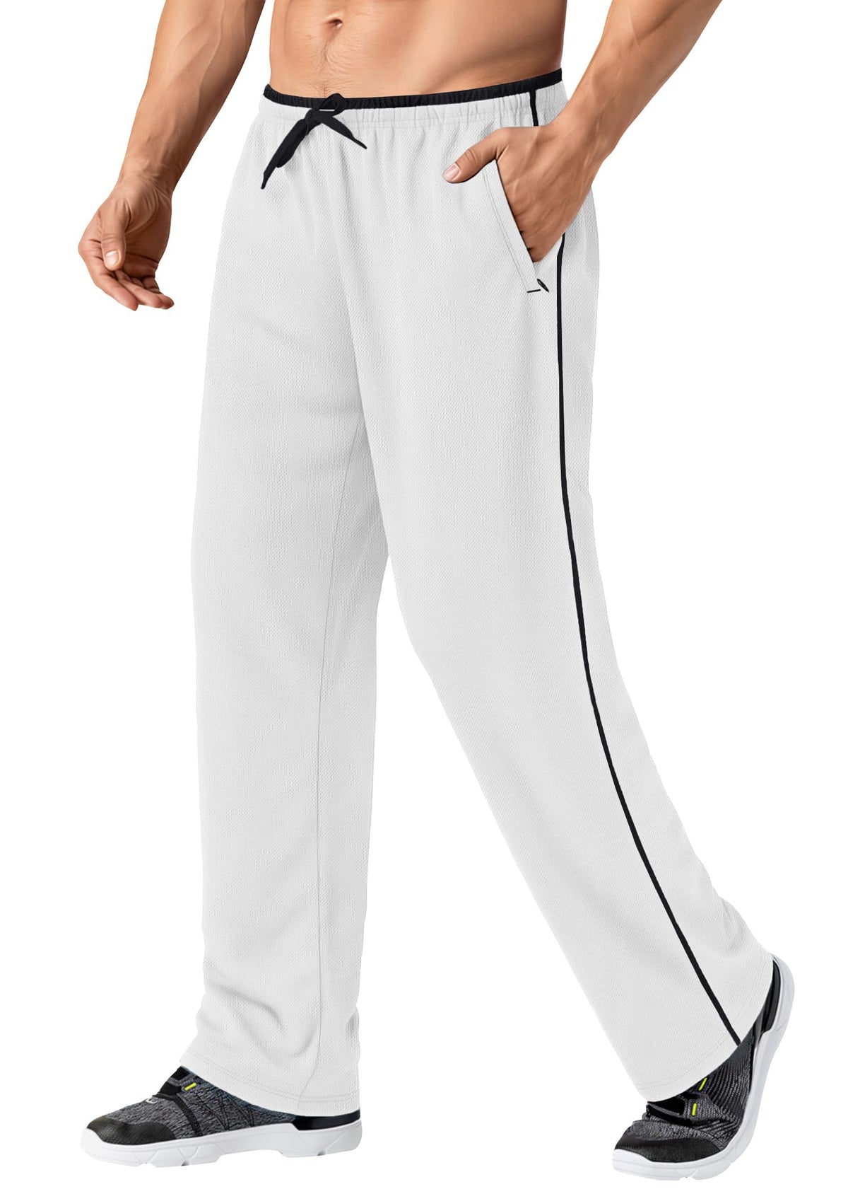 MAGNIVIT Men's Lightweight Sweatpants Loose Open Bottom Mesh Athletic Pant