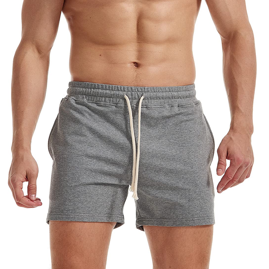AIMPACT Men's Cotton Workout Shorts 5"/7" Sweat Athletic Gym with Pockets