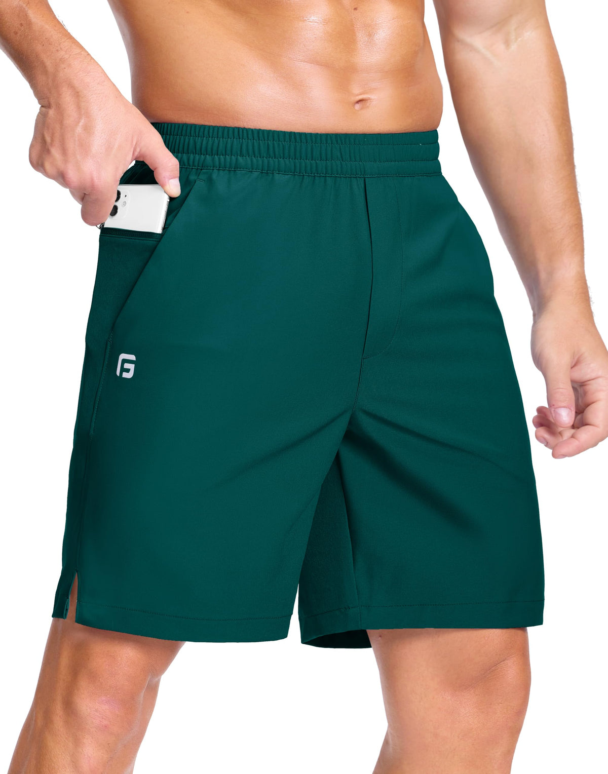 GGJ Men's Lightweight Athletic Shorts with 2 Zipper Pockets 7"/9"/5" Gym Workout Running Quick Dry Tennis Shorts for Men