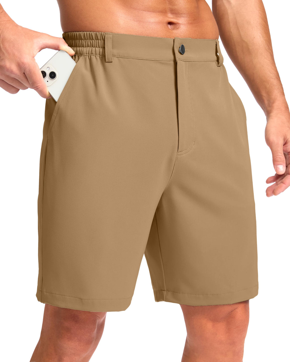 Pudolla Men's Casual Shorts 7"/9"/5" Lightweight Golf Shorts with 3 Pockets Stretch Quick Dry Comfy Work Shorts