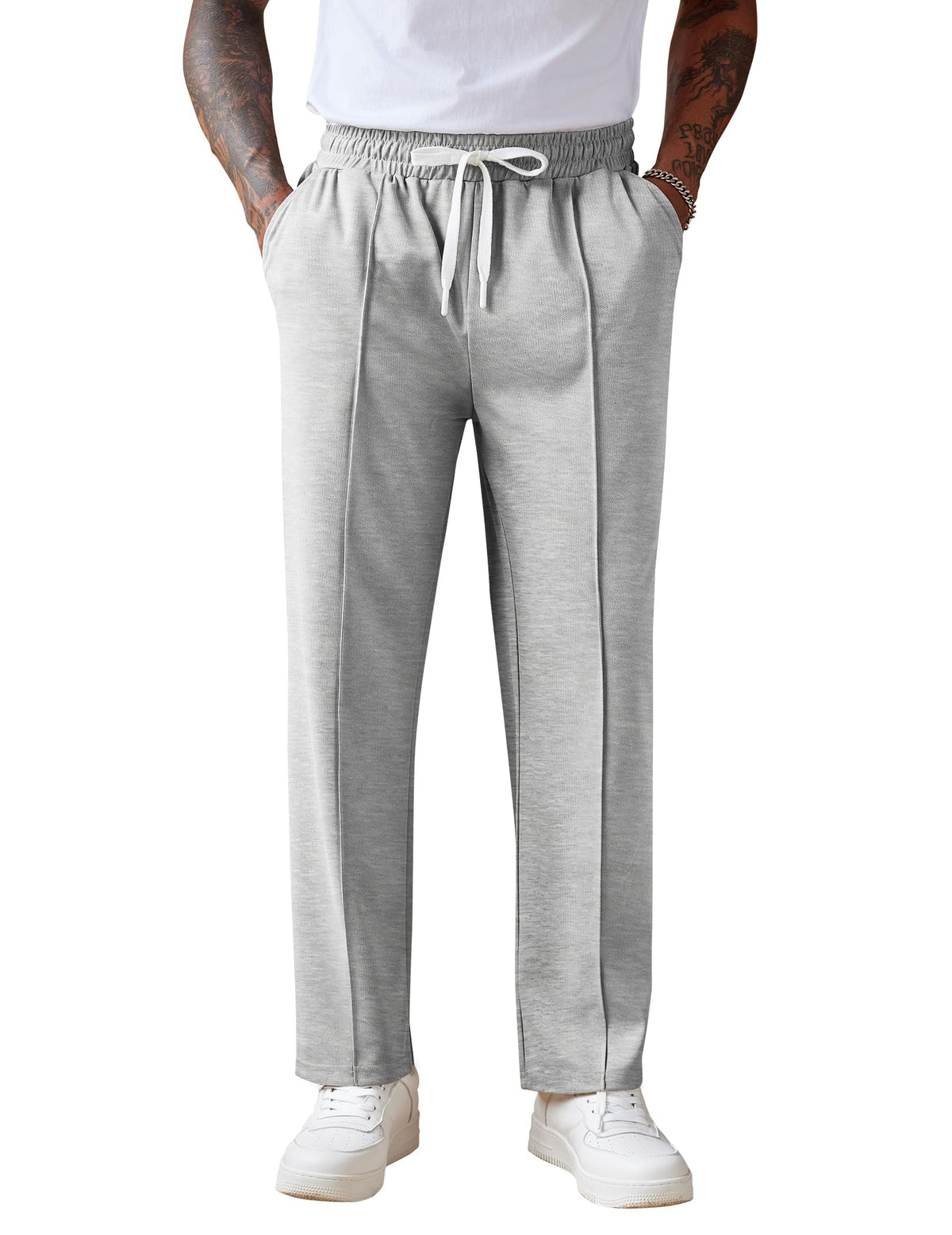 COOFANDY Men's Knit Sweatpants Straight Leg Casual Pants with Drawstring