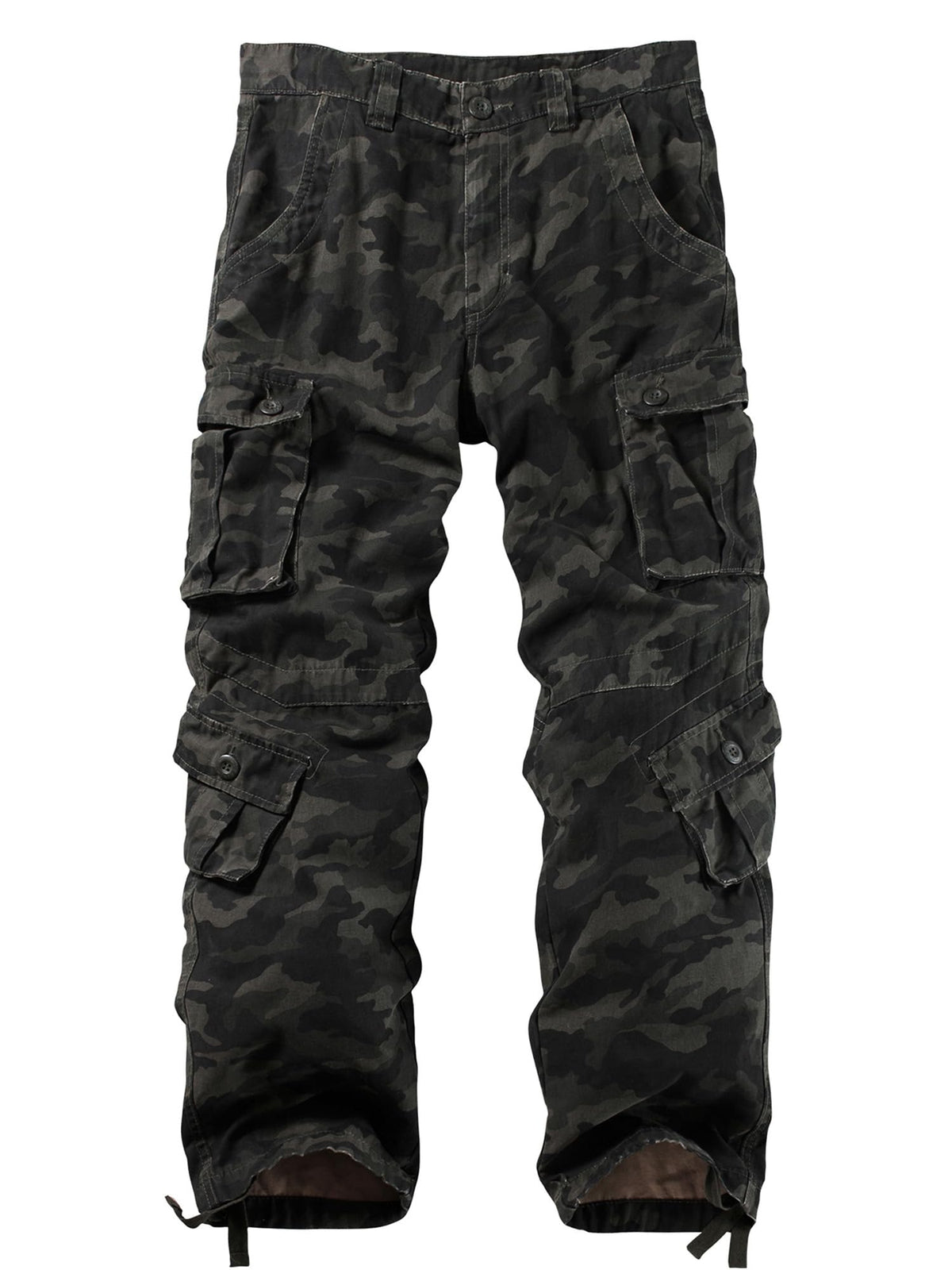 Men's Camo Cargo Work Pants Cotton Tactical Ripstop Casual Combat Pants with 8 Pockets