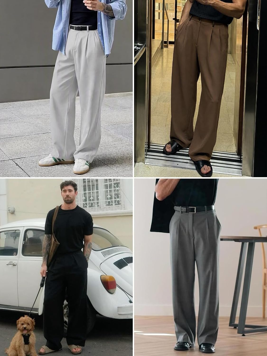 Runcati Mens Baggy Dress Pants Wide Leg Old Money Casual Pleated Slacks