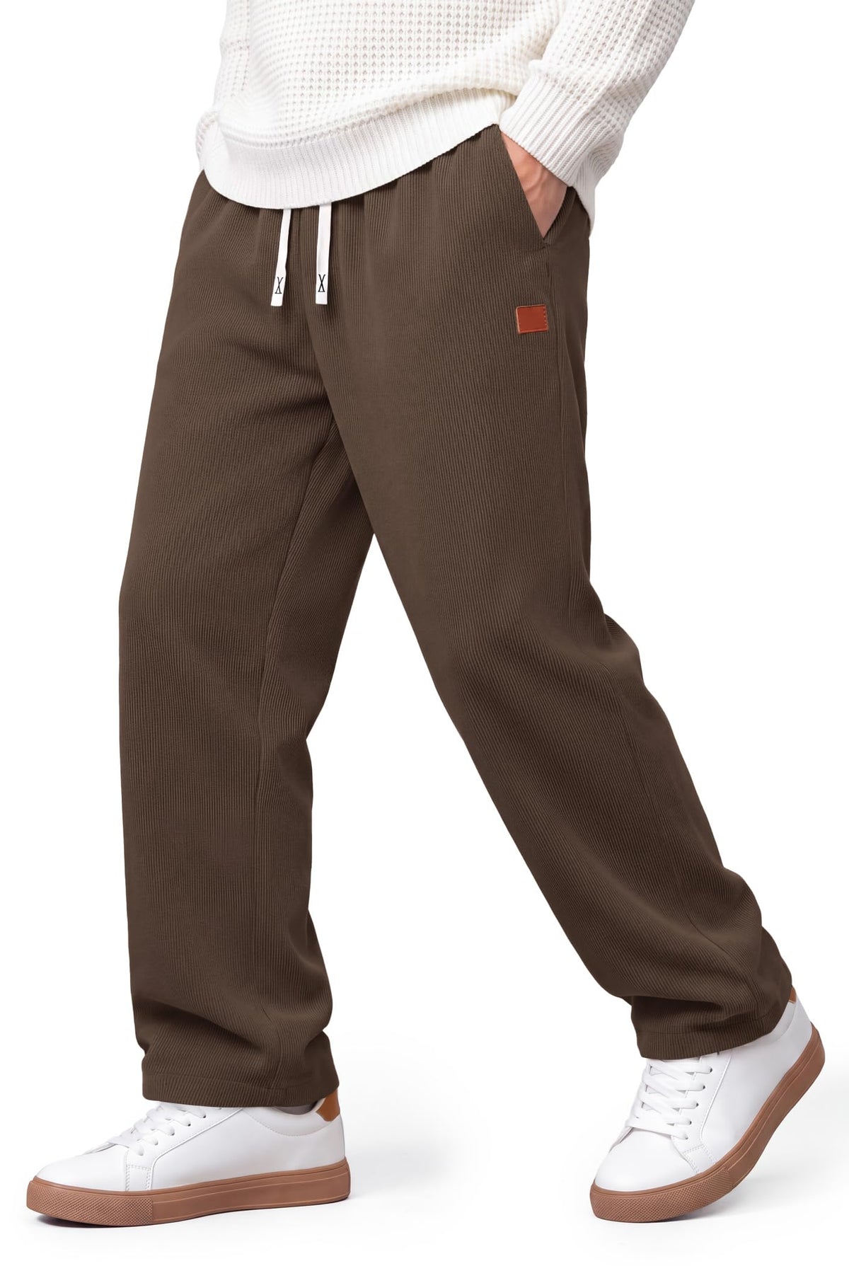 COOFANDY Mens Corduroy Pants Casual Elastic Waist Drawstring Sweatpants