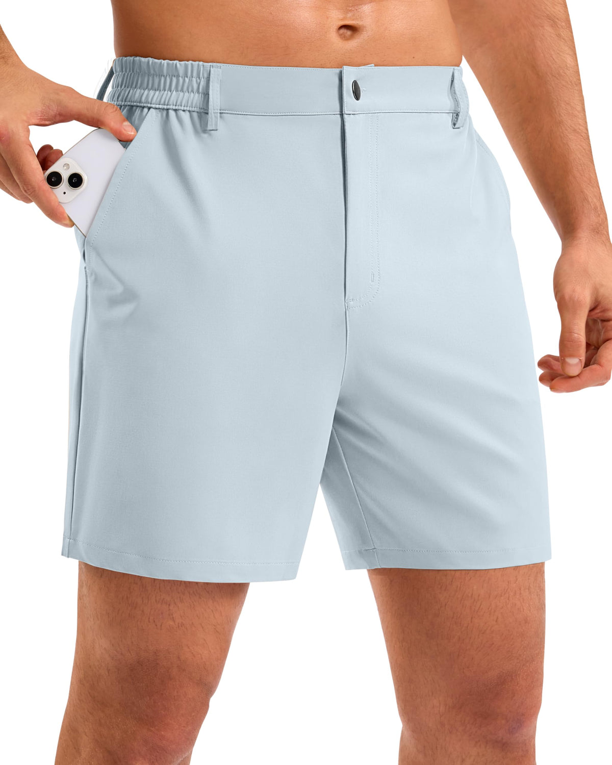 Pudolla Men's Casual Shorts 7"/9"/5" Lightweight Golf Shorts with 3 Pockets Stretch Quick Dry Comfy Work Shorts