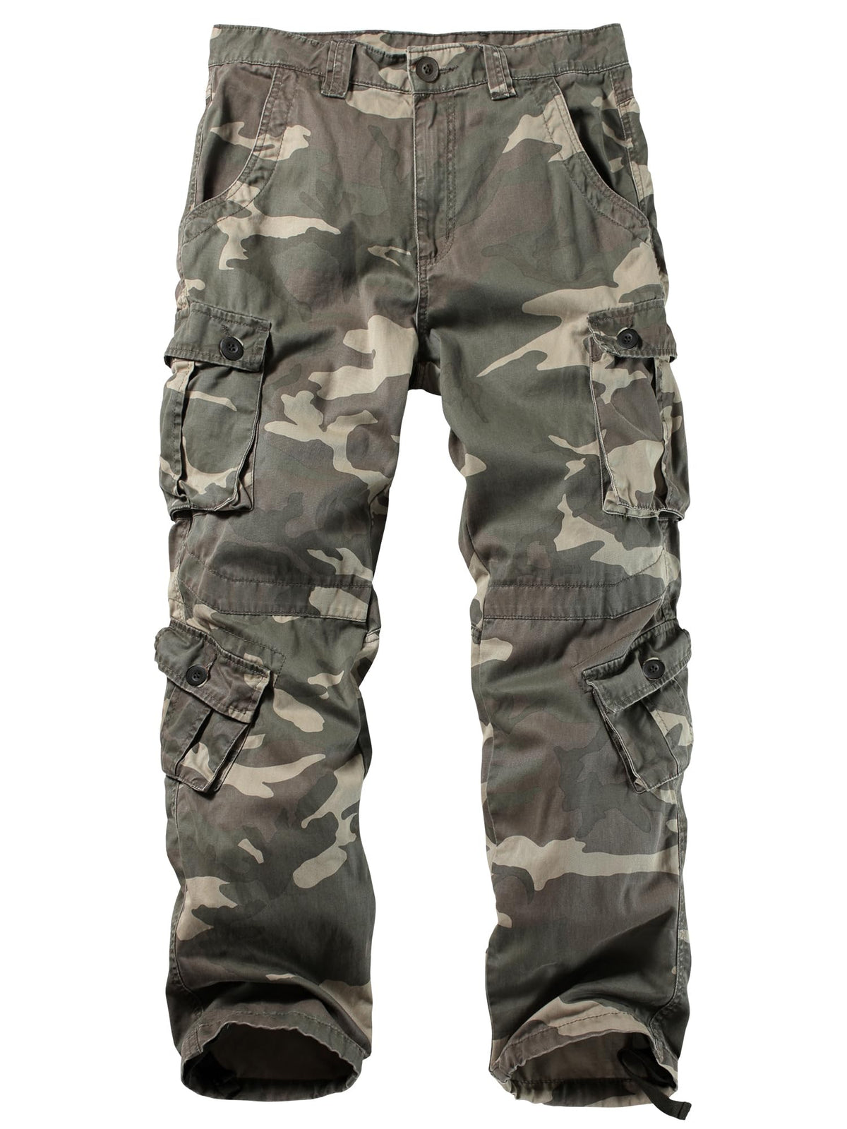 Men's Camo Cargo Work Pants Cotton Tactical Ripstop Casual Combat Pants with 8 Pockets