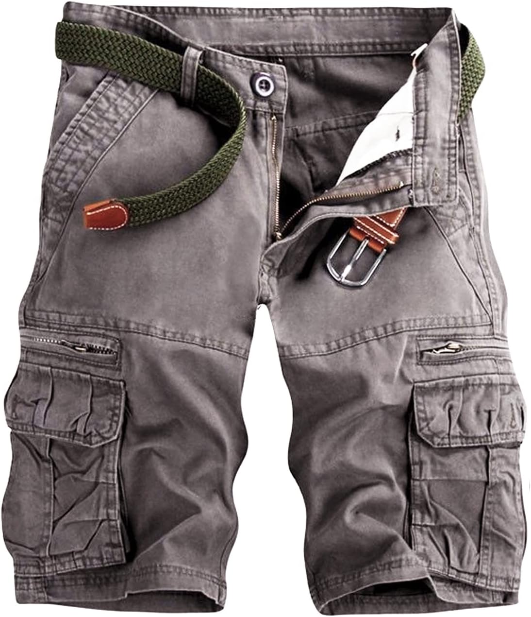 GLESTORE Mens Cargo Shorts Cotton Work Casual Shorts for Men Multi Pockets