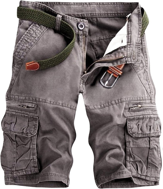 GLESTORE Mens Cargo Shorts Cotton Work Casual Shorts for Men Multi Pockets