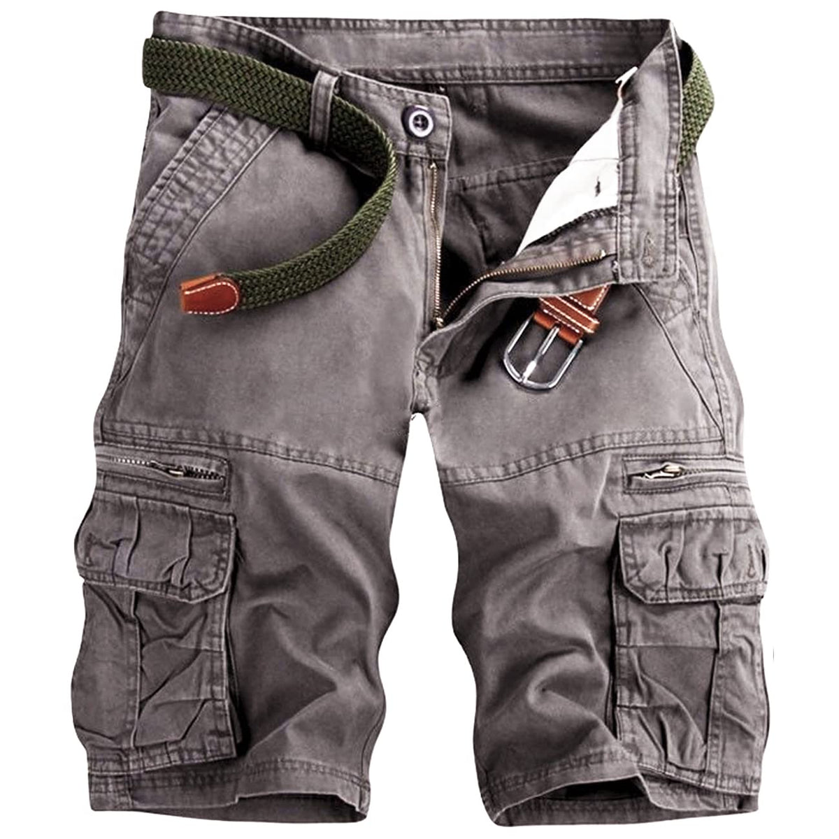 GLESTORE Mens Cargo Shorts Cotton Work Casual Shorts for Men Multi Pockets