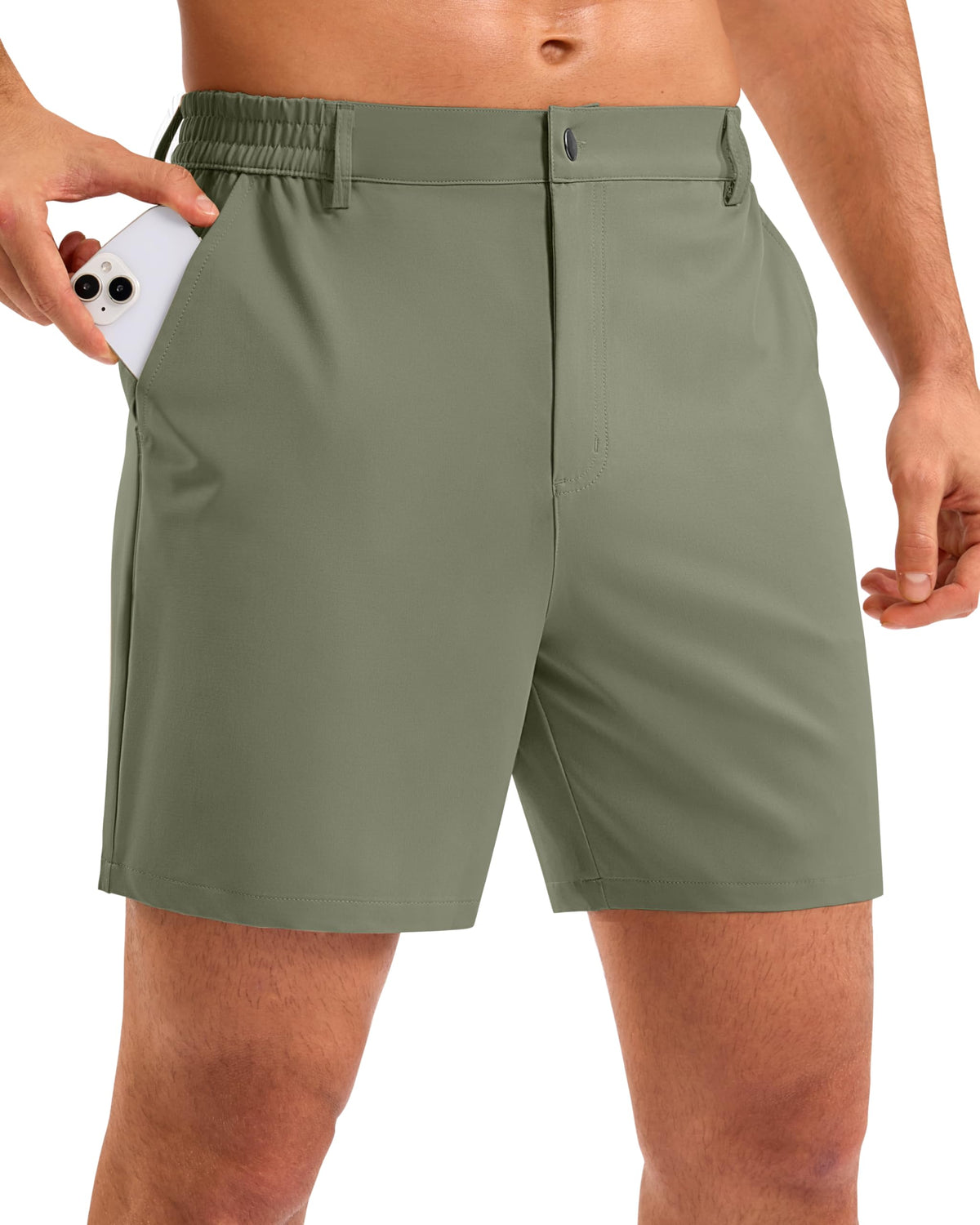 Pudolla Men's Casual Shorts 7"/9"/5" Lightweight Golf Shorts with 3 Pockets Stretch Quick Dry Comfy Work Shorts
