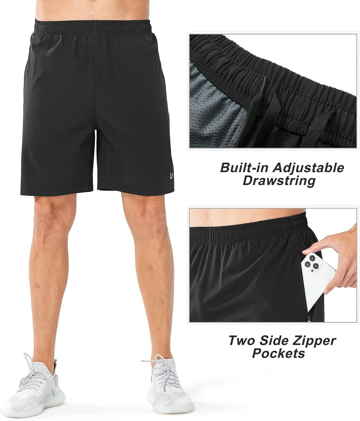 NORTHYARD Men's Athletic Running Shorts Quick Dry Lightweight Zip Pockets