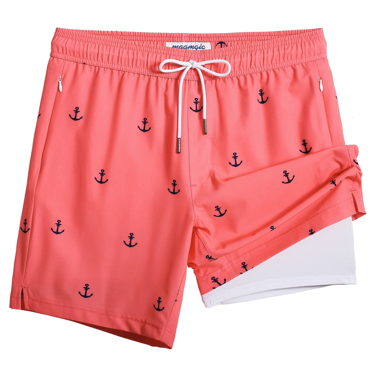 maamgic 2 in 1 Mens Swim Trunks 7 Inch Swim Shorts Swim Suits Board Shorts