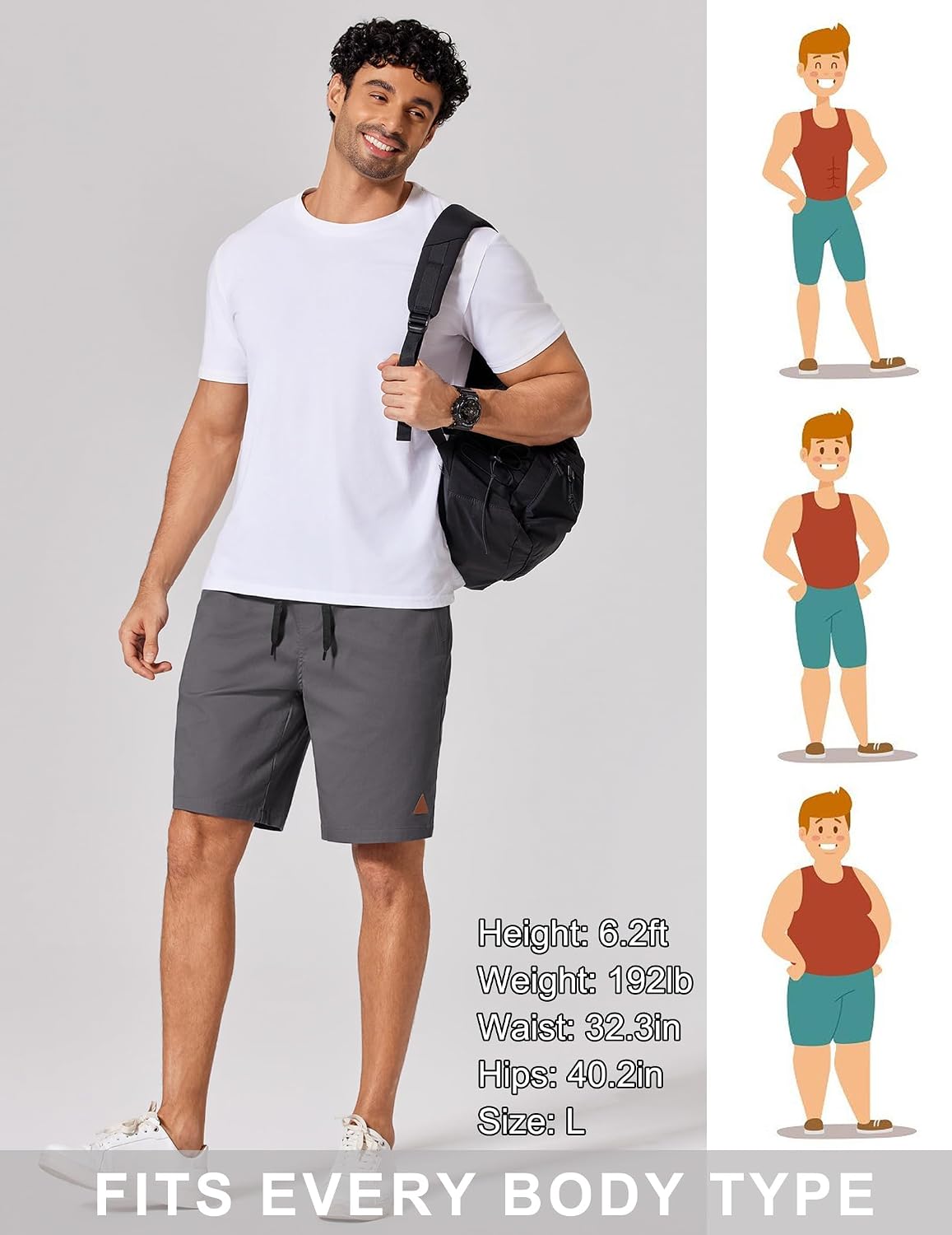 COOFANDY Mens 9" Casual Shorts with Zipper Pockets Lightweight Chino Shorts
