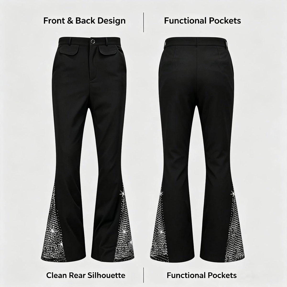Mens Bell Bottom Pants 70s Disco Outfits for Men Flared Pants