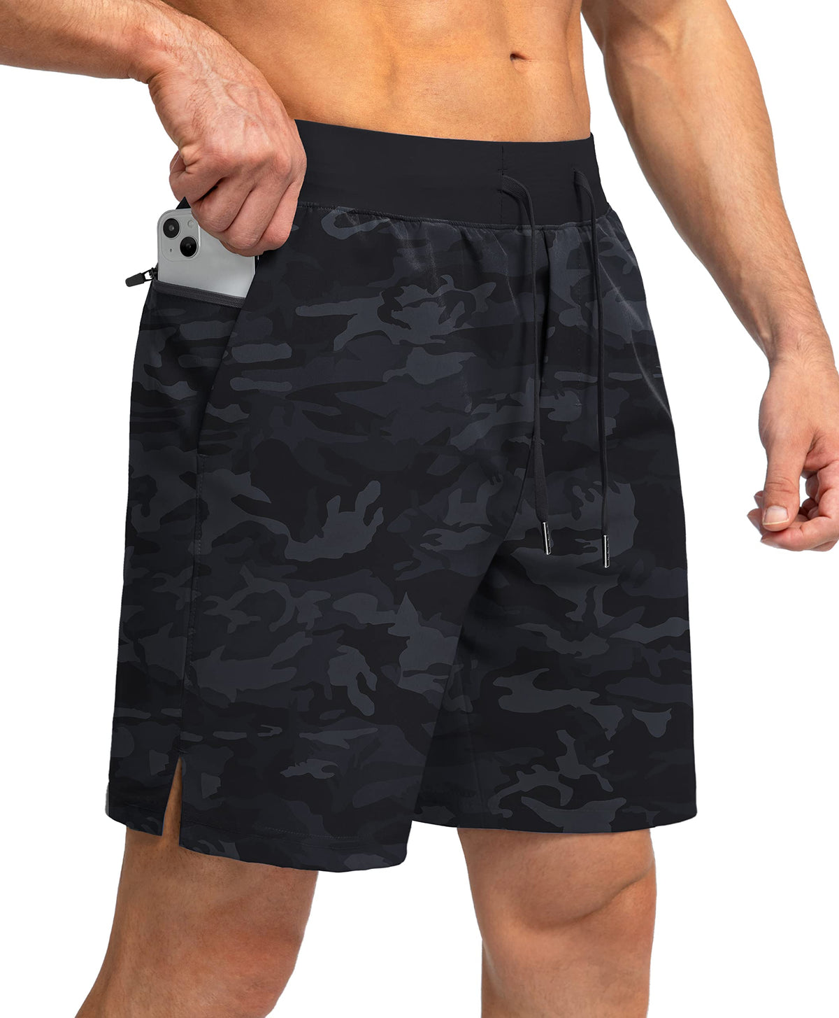 Soothfeel Men's Athletic Running Shorts Zipper Pockets 9"/7"/5 Workout Gym