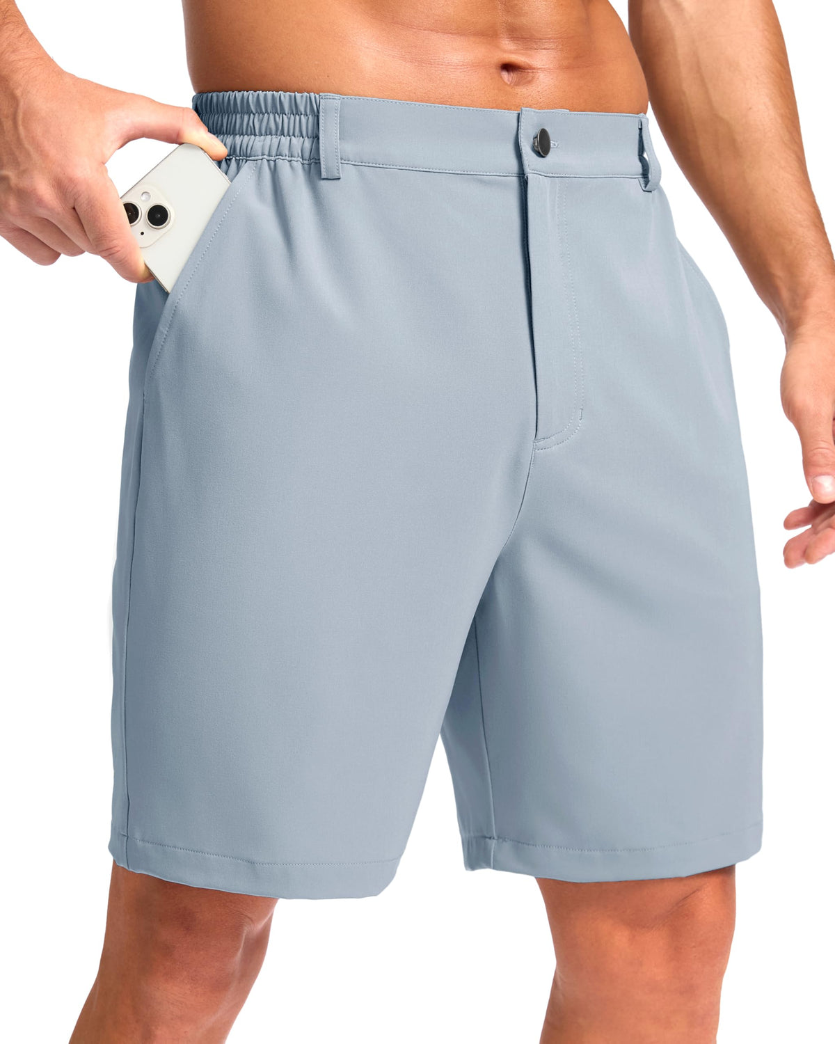 Pudolla Men's Casual Shorts 7"/9"/5" Lightweight Golf Shorts with 3 Pockets Stretch Quick Dry Comfy Work Shorts