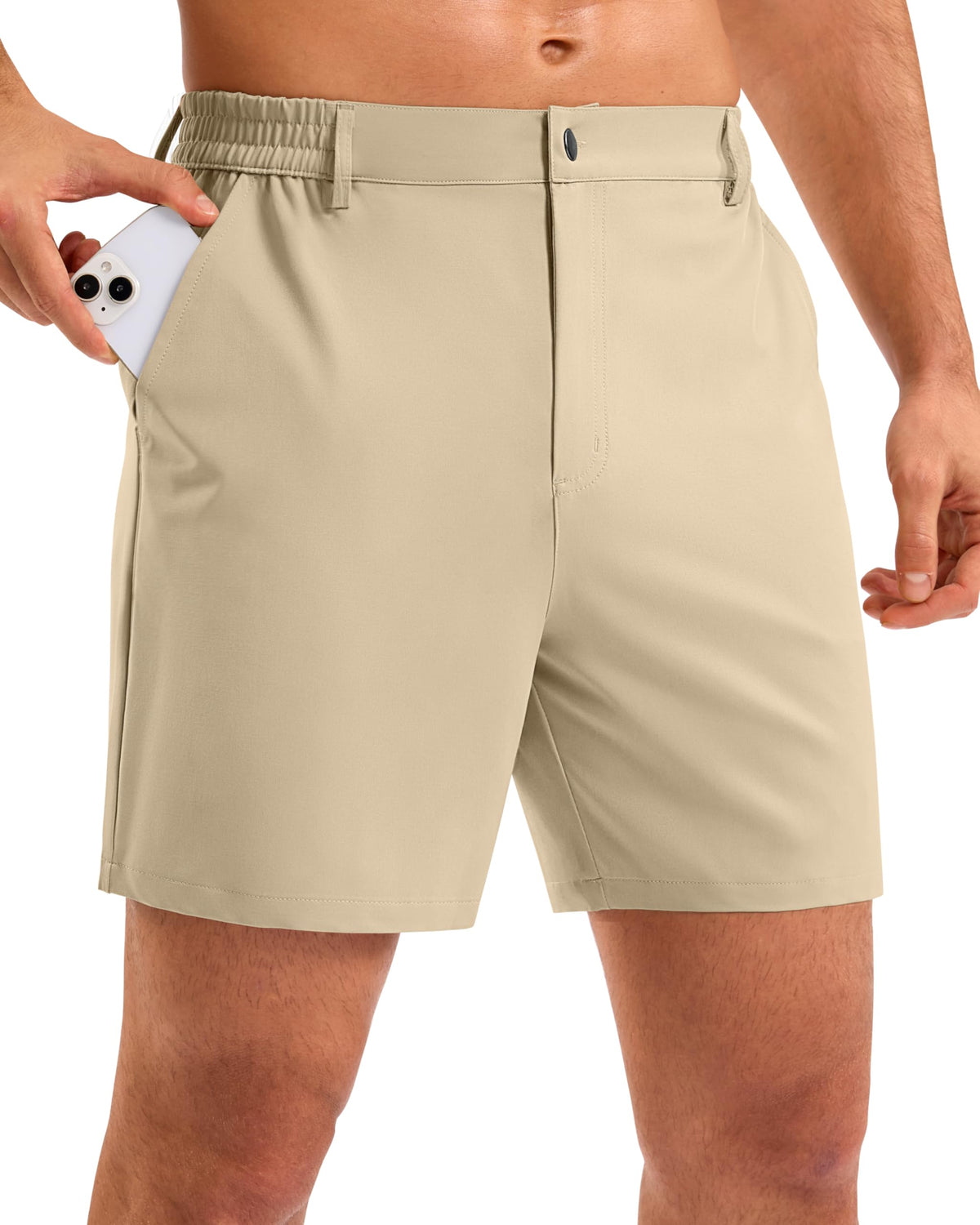 Pudolla Men's Casual Shorts 7"/9"/5" Lightweight Golf Shorts with 3 Pockets Stretch Quick Dry Comfy Work Shorts