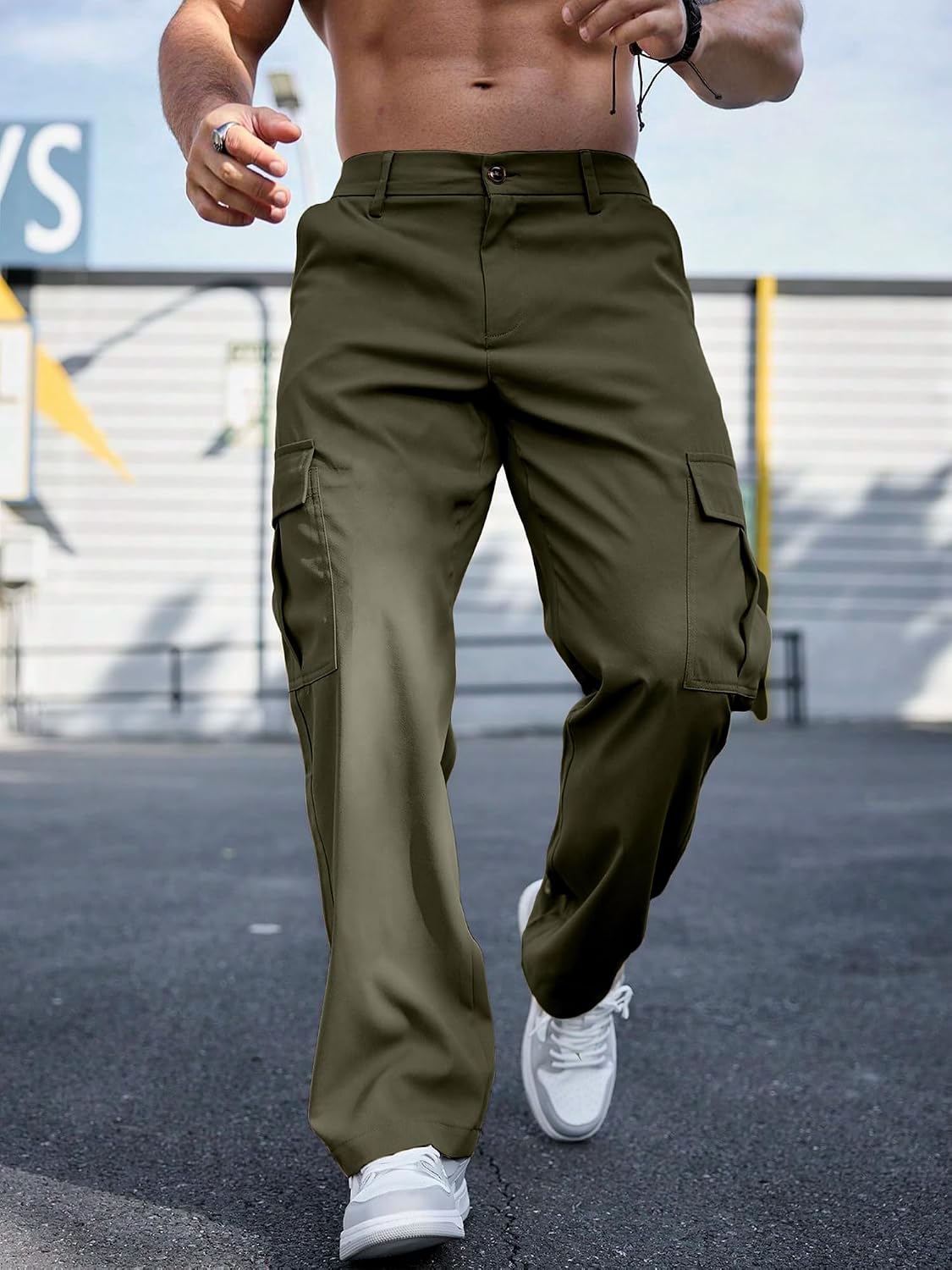 Comdecevis Men's Casual Cargo Pants Relaxed Fit Work Pants