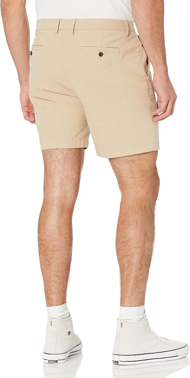 Amazon Essentials Men's Slim-Fit 7" Lightweight Comfort Stretch Oxford Shorts with Tapered Leg for Casual Wear