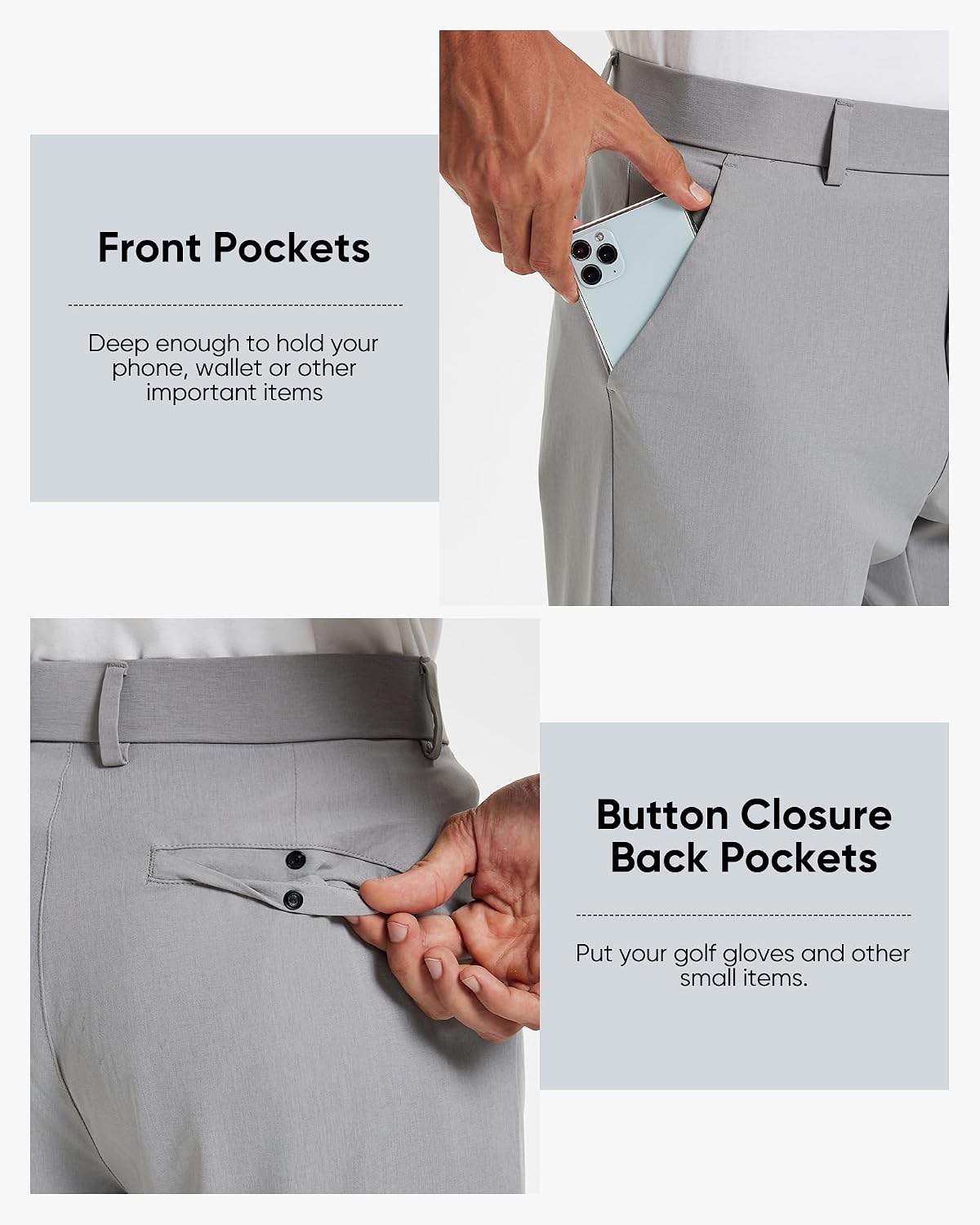 Men's Golf Pants Chinos Stretch Work Dress Quick Dry 30"/32"/34"