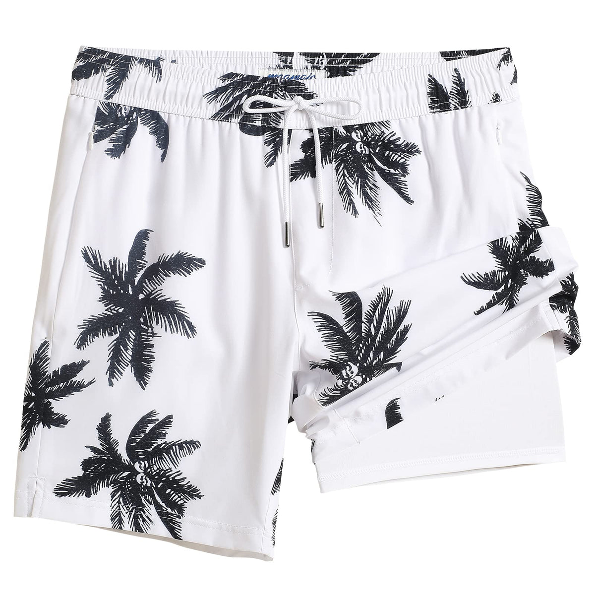 maamgic 2 in 1 Mens Swim Trunks 7 Inch Swim Shorts Swim Suits Board Shorts